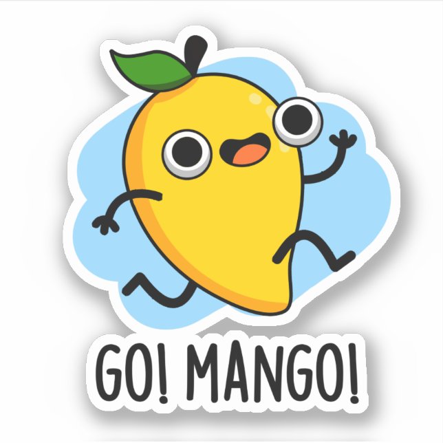 Go Mango Funny Running Mango Pun Aufkleber (Vorderseite)