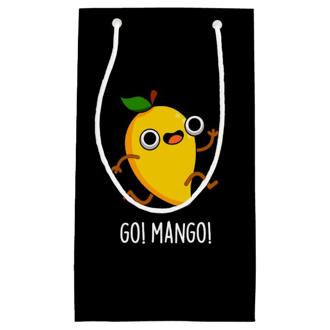 Go Mango Funny Running Mango Pun Dark BG Kleine Geschenktüte (Vorderseite)