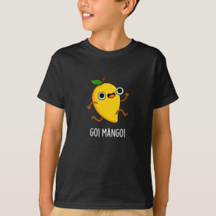 Go Mango Funny Running Mango Pun Dark BG T-Shirt