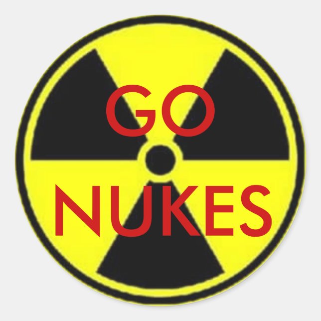 GO NUKES RUNDER AUFKLEBER (Vorderseite)