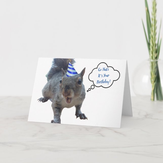 Go Nuts Party Squirrel Birthday Card Karte (Vorderseite)