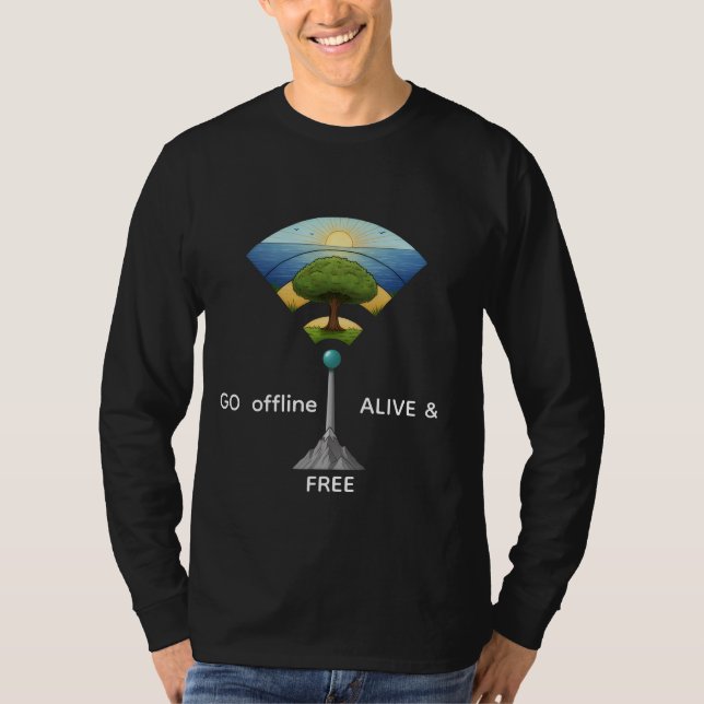 Go Offline Alive & Free | Nature WiFi Tree Art  T-Shirt (Vorderseite)