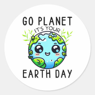Go Planet Ihre Erde Tag Lehrer Kinder Mädchen Bo Runder Aufkleber