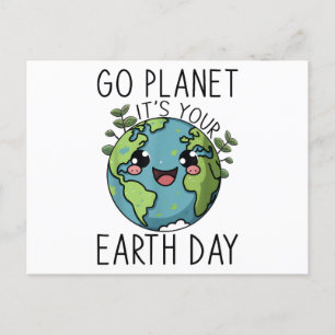Go Planet sein Earth Day Lehrer Kinder Niedliches Feiertagspostkarte