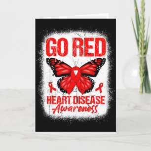 Go Red Butterfly & Red Ribbon Herzkrankheit Be Karte
