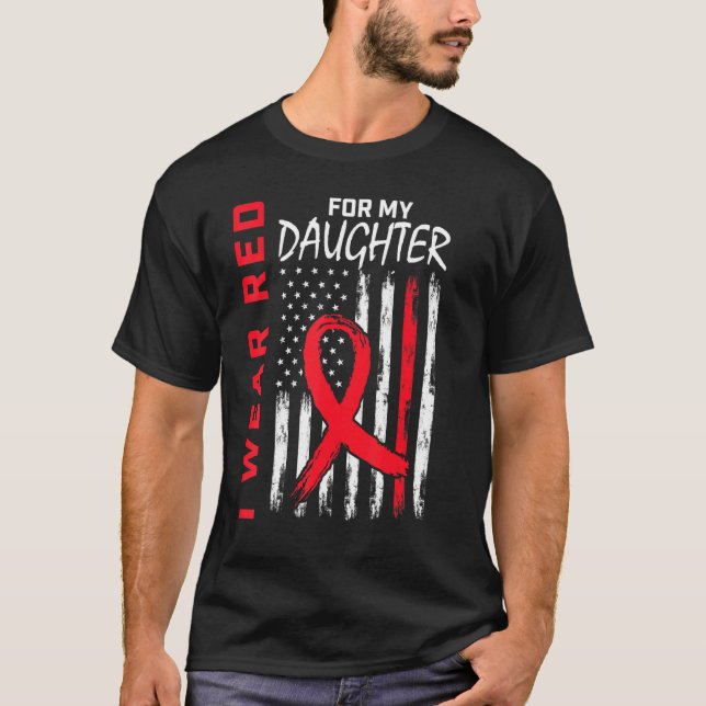 Go Red Daughter Heart Disease Awareness American F T-Shirt (Vorderseite)