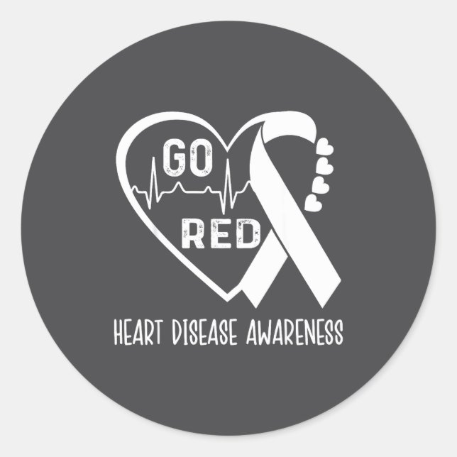 Go Red - February American Heart Health Month Awar Runder Aufkleber (Vorderseite)