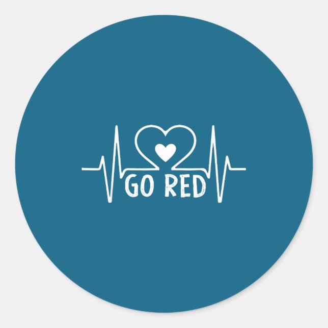 Go Red For Women American Heart Disease Month Awar Runder Aufkleber (Vorderseite)