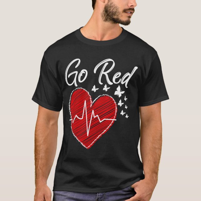 Go Red For Women Red Heart Heart Disease Awarene T-Shirt (Vorderseite)