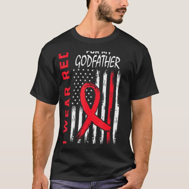 Go Red Godvater Herzkrankheiten Bewusstsein Amerik T-Shirt (Vorderseite)