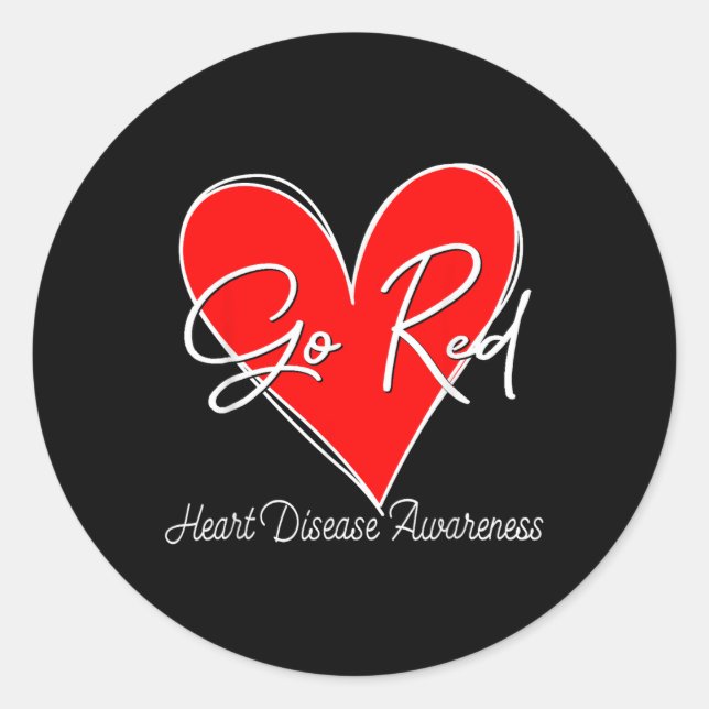 Go Red Heart Disease Awareness Month Chd Frauen Runder Aufkleber (Vorderseite)