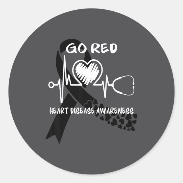Go Red Heart Disease Awareness Month  Runder Aufkleber (Vorderseite)