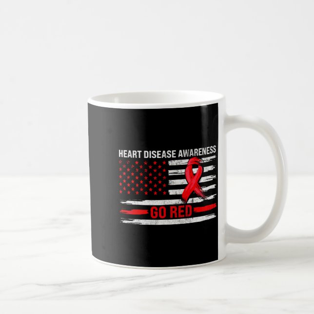 Go Red Heart Disease Suprt Flag - Heart Disease Aw Kaffeetasse (Rechts)