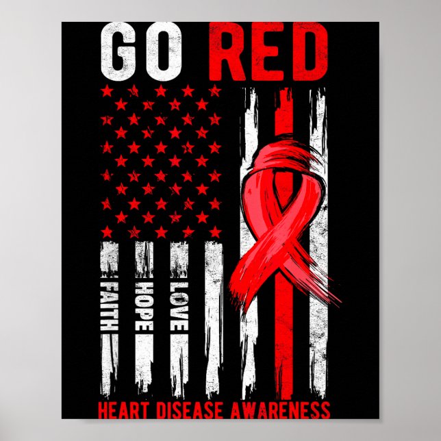 Go Red Heart Disease Suprt Flag - Heart Disease Aw Poster (Vorne)
