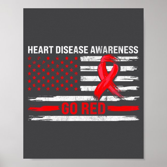 Go Red Heart Disease Suprt Flag - Heart Disease Aw Poster (Vorne)
