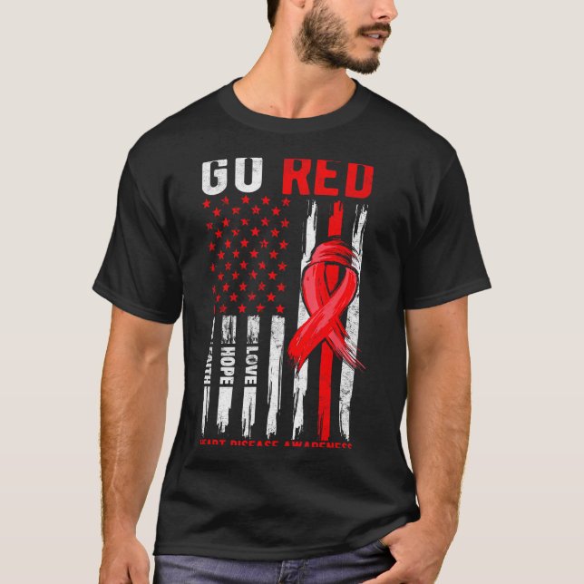 Go Red Heart Disease Suprt Flag - Heart Disease Aw T-Shirt (Vorderseite)