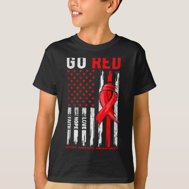 Go Red Heart Disease Suprt Flag - Heart Disease Aw T-Shirt (Vorderseite)