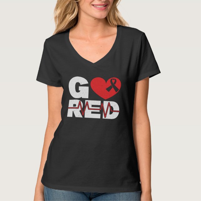 Go Red Heart Health Heart Disease Awareness T-Shirt (Vorderseite)