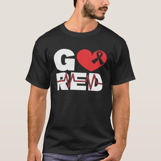 Go Red Heart Health Heart Disease Awareness T-Shirt (Vorderseite)