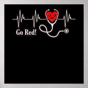 Go Red Heartbeat Herzerkrankungen Aufklärung Poster