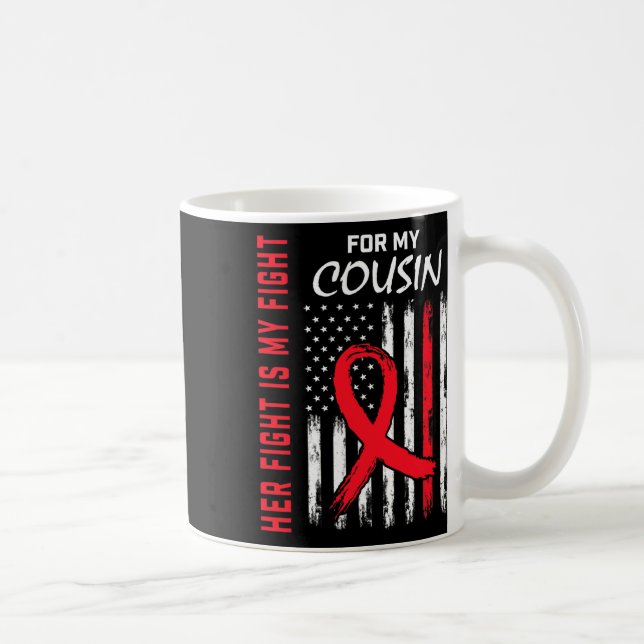 Go Red Her Fight Cousin Heart Disease Awareness Fl Kaffeetasse (Rechts)