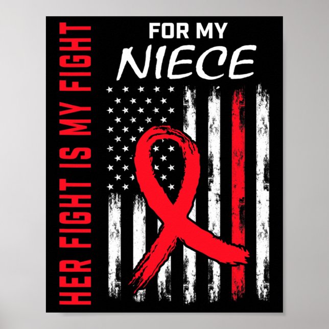 Go Red Her Fight Niece Heart Disease Awareness Us  Poster (Vorne)