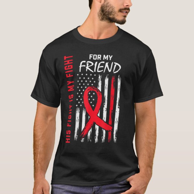Go Red His Fight Friend Heart Disease Awareness Fl T-Shirt (Vorderseite)
