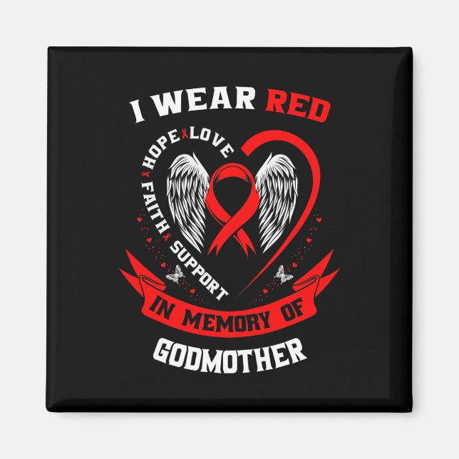 Go Red In Memory Of Godmother Heart Disease Awaren Magnet (Vorne)