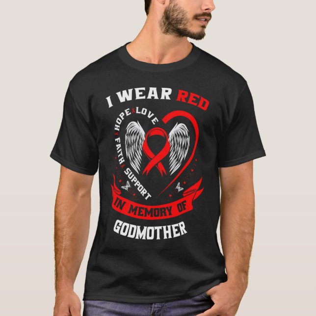 Go Red In Memory Of Godmother Heart Disease Awaren T-Shirt (Vorderseite)