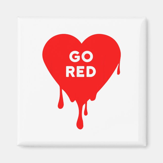 Go Red - Red Team, Farbkrieg, Camp, Driving Heart Magnet (Vorne)