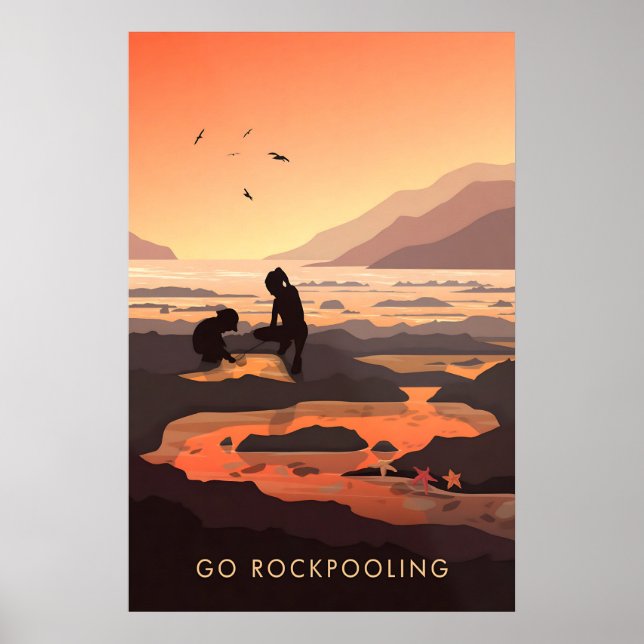 Go Rockpooling Seaside Travel Poster (Vorne)