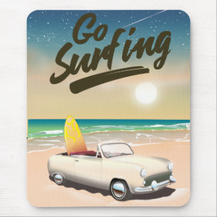 Go Surfing Travel Poster! Mousepad
