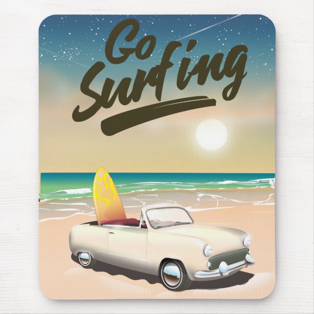 Go Surfing Travel Poster! Mousepad (Vorne)