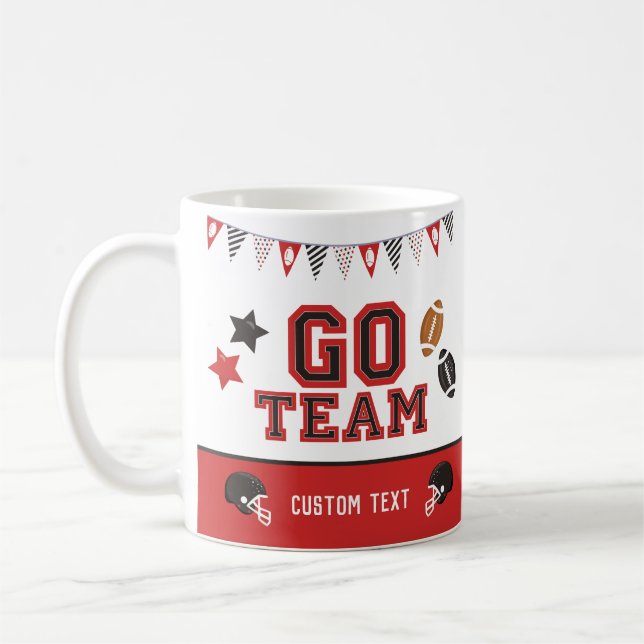 Go Team Football Fan Red and Black Festive Sport Kaffeetasse (Links)