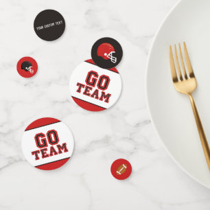 Go Team Football Fan Red and Black Festive Sport Konfetti