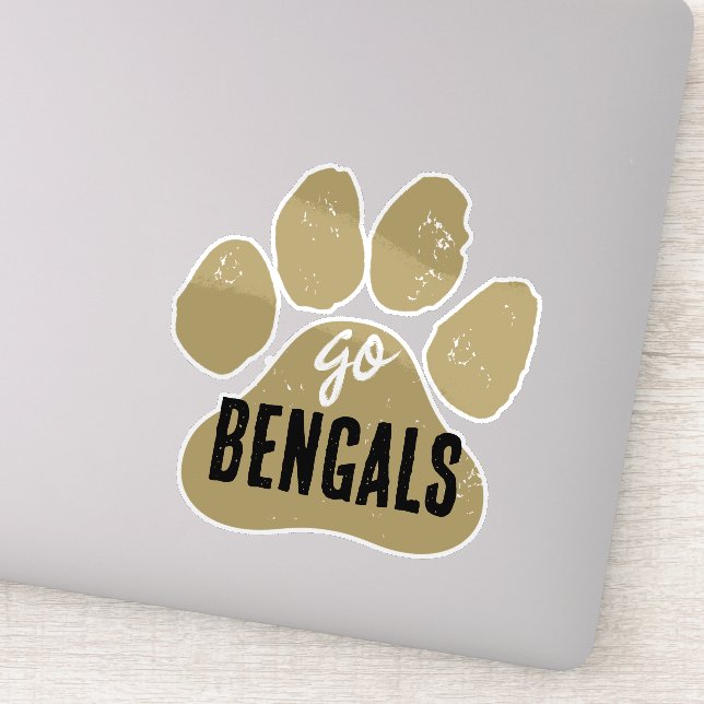 GO Teamname oder Mascot Gold & Black Pawprint Aufkleber (Detail)