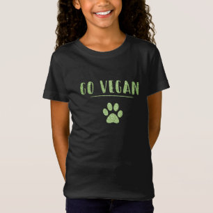Go Vegan Animal Paw Imitats Green Glitzer Typograf T-Shirt