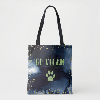 Go Vegan Animal Paw Watercolor Tinte Gold Typograf