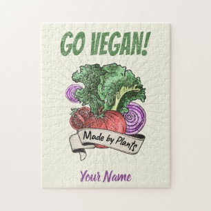 Go Vegan Hergestellt von Pflanzen veggie vintage V Puzzle