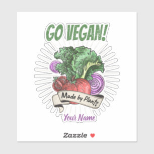 Go Vegan Made by Veggie vintage vegetarians Aufkleber