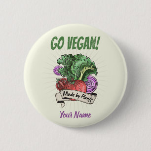 Go Vegan Made by Veggie vintage vegetarians Button