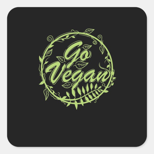 Go Vegan Quadratischer Aufkleber (Vorderseite)