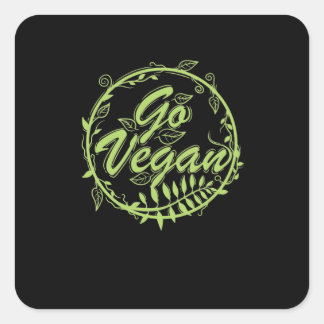Go Vegan Quadratischer Aufkleber