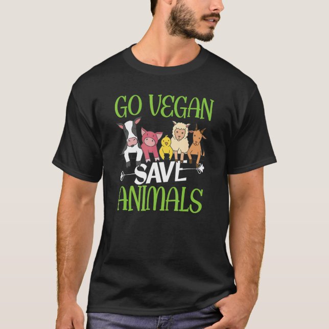 Go Vegan Save Animals  Vegan Vegetarian T-Shirt (Vorderseite)
