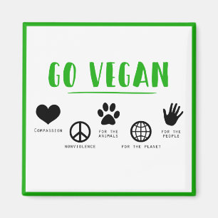 Go Vegan Slogan Zitat Menschen, Planet, Tier Magnet