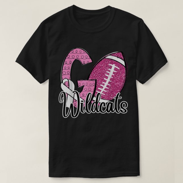 Go Wildcats School Sport Fan Spirit Breast Cancer T-Shirt (Design vorne)