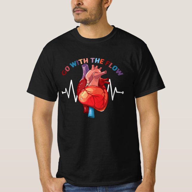Go with Flow CVICU Cardiac Nurse Anatomy Cardi T-Shirt (Vorderseite)