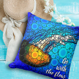 "Go with Flow" Fun, Ocean Jellyfish Circle Art Kissen