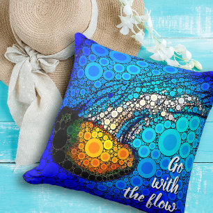 "Go with Flow" Fun, Ocean Jellyfish Circle Art Kissen