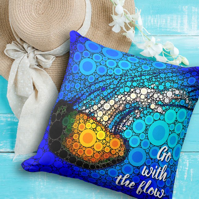 "Go with Flow" Fun, Ocean Jellyfish Circle Art Kissen (Von Creator hochgeladen)